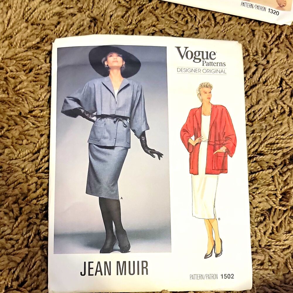Vogue Patterns Designer Jean Muir 1502 Misses Jacket Skirt Pattern 12 Uncut